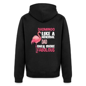 Flamingo Papa Fabulous - Unisex Premium Organic Zip Hoodie - black - Back - Nico (187cm)