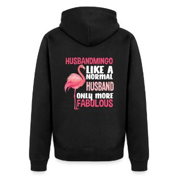 Flamingo Husband Fabulous - Unisex Premium Organic Zip Hoodie - black - Back - Nico (187cm)
