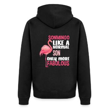 Flamingo Fabulous - Unisex Premium Organic Zip Hoodie - black - Back - Nico (187cm)
