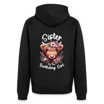 Sœur De La Fille D’anniversaire - Veste à capuche bio Premium Unisexe - noir - Dos - Nico (187cm)