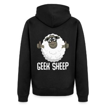 Sheep Geek Shepherd - Unisex Premium Organic Zip Hoodie - black - Back - Nico (187cm)