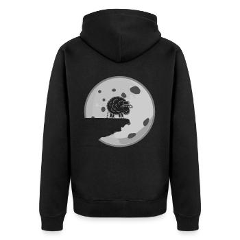 Shitting Sheep - Unisex Premium Organic Zip Hoodie - black - Back - Nico (187cm)