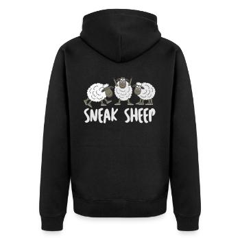 Sheep with Sneakers - Unisex Premium Organic Zip Hoodie - black - Back - Nico (187cm)