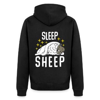 Sheep Sleeping Tired Sleep - Unisex Premium Organic Zip Hoodie - black - Back - Nico (187cm)