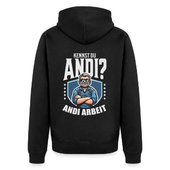 Handwerker Andi Arbeit Geschenk Sprüche Lustig - Unisex Premium Bio Zip Hoodie - Schwarz - Hinten - Nico (187cm)