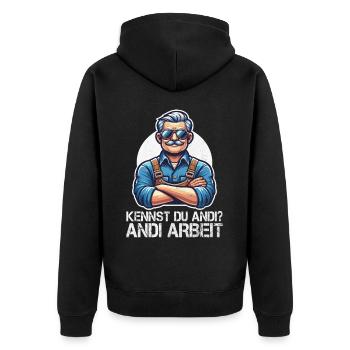 Handwerker Andi Arbeit Geschenk Sprüche Lustig - Unisex Premium Bio Zip Hoodie - Schwarz - Hinten - Nico (187cm)