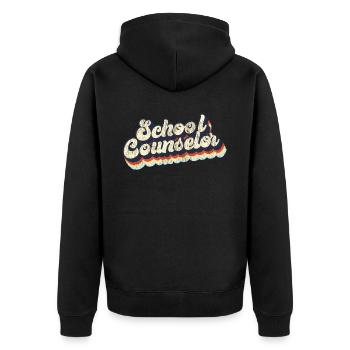 School Counselor Retro Vintage - Unisex Premium Bio Zip Hoodie - Schwarz - Hinten - Nico (187cm)