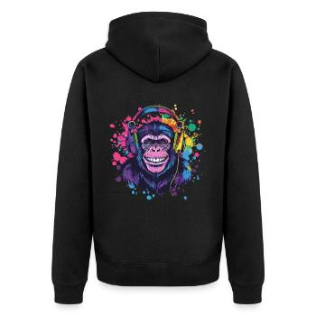 Singe Avec Casque Décoration Femme Cadeau Homme - Veste à capuche bio Premium Unisexe - noir - Dos - Nico (187cm)