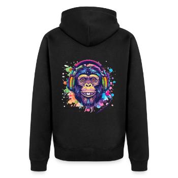 Singe Avec Casque Décoration Femme Cadeau Homme - Veste à capuche bio Premium Unisexe - noir - Dos - Nico (187cm)