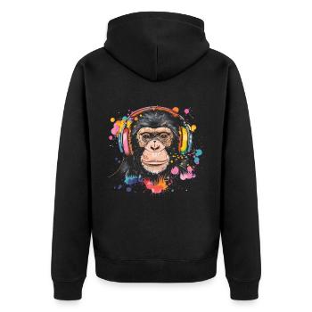 Singe Avec Casque Décoration Femme Cadeau Homme - Veste à capuche bio Premium Unisexe - noir - Dos - Nico (187cm)