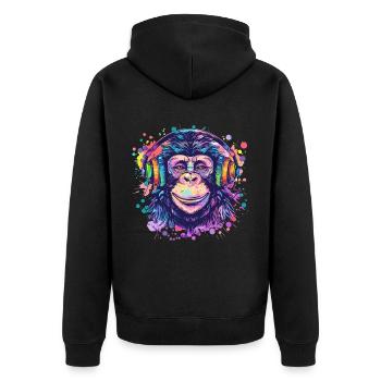 Singe Avec Casque Décoration Femme Cadeau Homme - Veste à capuche bio Premium Unisexe - noir - Dos - Nico (187cm)