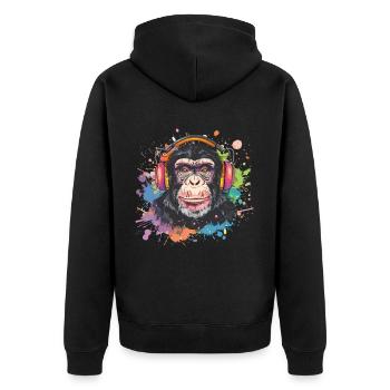 Singe avec casque Décoration femme Cadeau pour homme - Veste à capuche bio Premium Unisexe - noir - Dos - Nico (187cm)