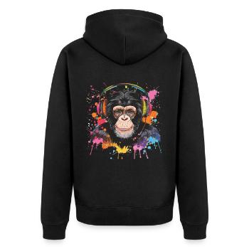 Singe Avec Casque Décoration Femme Cadeau Homme - Veste à capuche bio Premium Unisexe - noir - Dos - Nico (187cm)