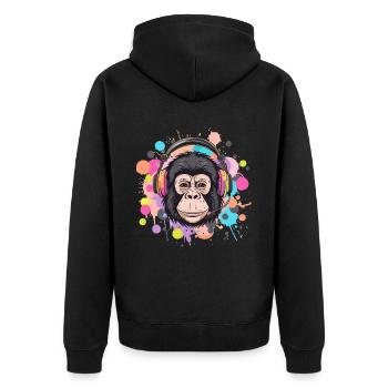 Singe avec casque Décoration femme Cadeau pour homme - Veste à capuche bio Premium Unisexe - noir - Dos - Nico (187cm)
