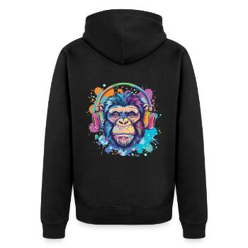 Singe Avec Casque Décoration Femme Cadeau Homme - Veste à capuche bio Premium Unisexe - noir - Dos - Nico (187cm)