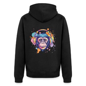 Singe Avec Casque Décoration Femme Cadeau Homme - Veste à capuche bio Premium Unisexe - noir - Dos - Nico (187cm)