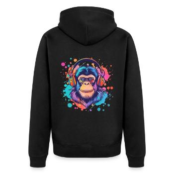 Singe avec casque Décoration femme Cadeau pour homme - Veste à capuche bio Premium Unisexe - noir - Dos - Nico (187cm)