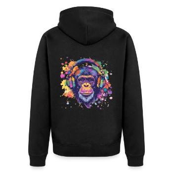 Singe avec casque Décoration femme Cadeau pour homme - Veste à capuche bio Premium Unisexe - noir - Dos - Nico (187cm)
