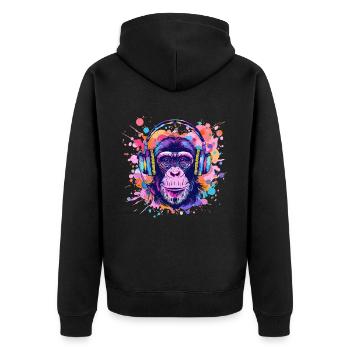 Singe Avec Casque Décoration Femme Cadeau Homme - Veste à capuche bio Premium Unisexe - noir - Dos - Nico (187cm)