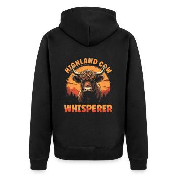 Schottisches Hochlandrind Highland Cow Hochlandkuh - Unisex Premium Bio Zip Hoodie - Schwarz - Hinten - Nico (187cm)
