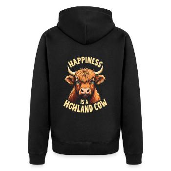 Schottisches Hochlandrind Highland Cow Hochlandkuh - Unisex Premium Bio Zip Hoodie - Schwarz - Hinten - Nico (187cm)