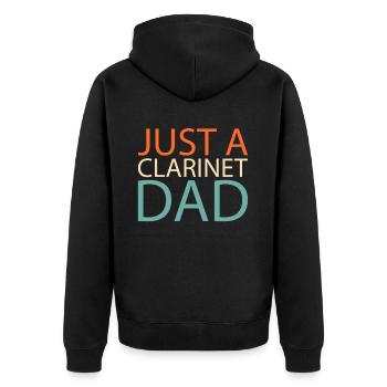 Klarinette Klarinettist Just A Clarinet Dad - Unisex Premium Bio Zip Hoodie - Schwarz - Hinten - Nico (187cm)