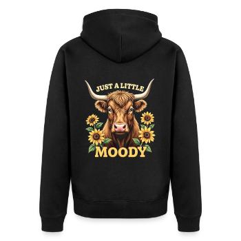 Schottisches Hochlandrind Highland Cow Hochlandkuh - Unisex Premium Bio Zip Hoodie - Schwarz - Hinten - Nico (187cm)