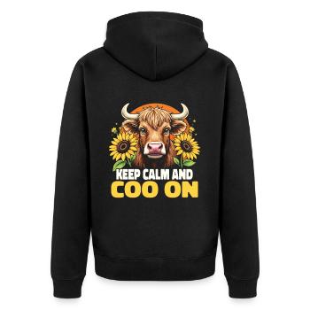 Schottisches Hochlandrind Highland Cow Hochlandkuh - Unisex Premium Bio Zip Hoodie - Schwarz - Hinten - Nico (187cm)