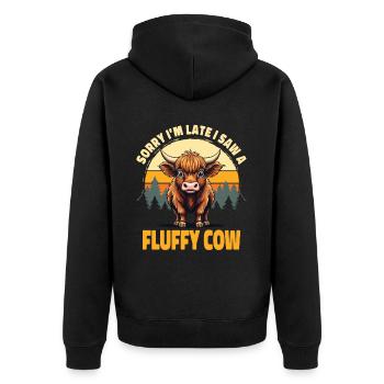 Schottisches Hochlandrind Highland Cow Hochlandkuh - Unisex Premium Bio Zip Hoodie - Schwarz - Hinten - Nico (187cm)