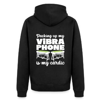Vibraphon Vibraphonist - Unisex Premium Bio Zip Hoodie - Schwarz - Hinten - Nico (187cm)