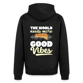 Vibraphon Vibraphonist - Unisex Premium Bio Zip Hoodie - Schwarz - Hinten - Nico (187cm)
