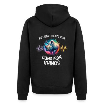 Rhino Nashorn Herzlinie - Unisex Premium Bio Zip Hoodie - Schwarz - Hinten - Nico (187cm)