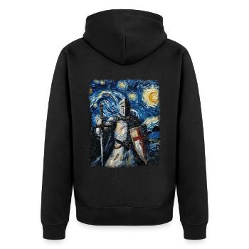 Croix de chevalier du Temple Peinture Nuit étoilée - Veste à capuche bio Premium Unisexe - noir - Dos - Nico (187cm)
