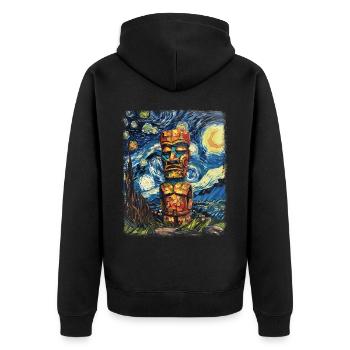 Tiki Luau Hawaïen Hawaïen Tiki Masque Nuit étoilée - Veste à capuche bio Premium Unisexe - noir - Dos - Nico (187cm)