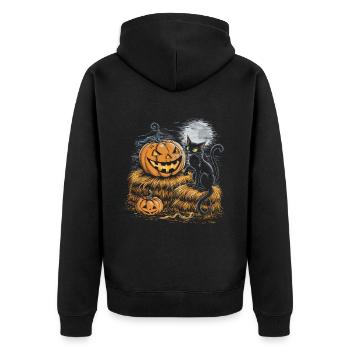 Halloween Costume Zombie Pumpkin Blood Spirit Party - Unisex Premium Organic Zip Hoodie - black - Back - Nico (187cm)