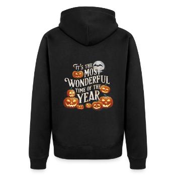 Halloween Costume Zombie Pumpkin Blood Spirit Party - Unisex Premium Organic Zip Hoodie - black - Back - Nico (187cm)