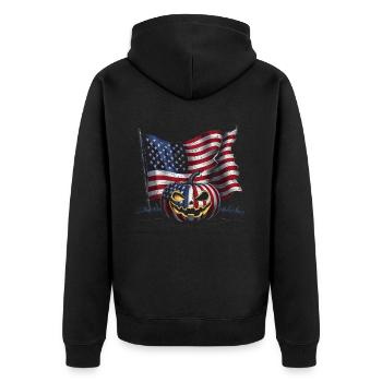 Halloween Costume Zombie Pumpkin Blood Spirit Party - Unisex Premium Organic Zip Hoodie - black - Back - Nico (187cm)