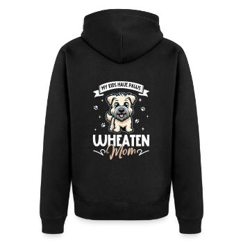 Irish Soft Coated Wheaten Terrier Mama - Unisex Premium Bio Zip Hoodie - Schwarz - Hinten - Nico (187cm)