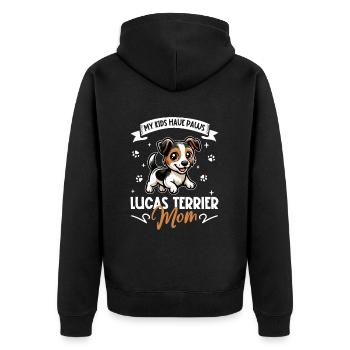 Sporting Lucas Terrier Mama - Unisex Premium Bio Zip Hoodie - Schwarz - Hinten - Nico (187cm)