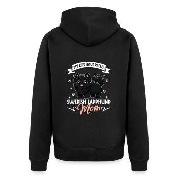 Schwedischer Lapphund Mama - Unisex Premium Bio Zip Hoodie - Schwarz - Hinten - Nico (187cm)