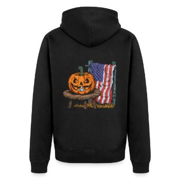 Halloween Costume Zombie Pumpkin Blood Spirit Party - Unisex Premium Organic Zip Hoodie - black - Back - Nico (187cm)