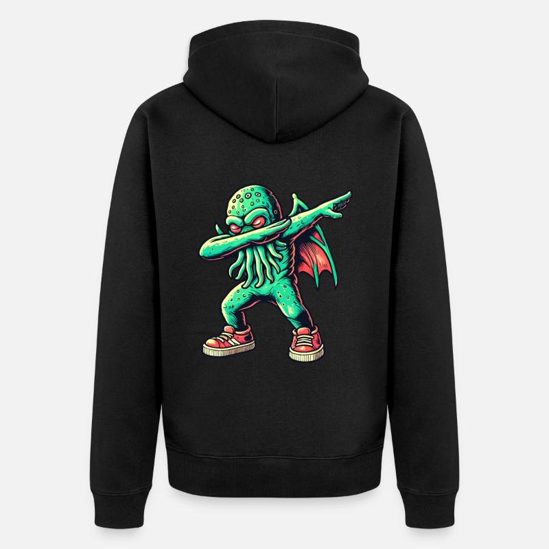 Dabbing drôle Cthulhu Dabbing Design - Veste à capuche bio Premium Unisexe - noir