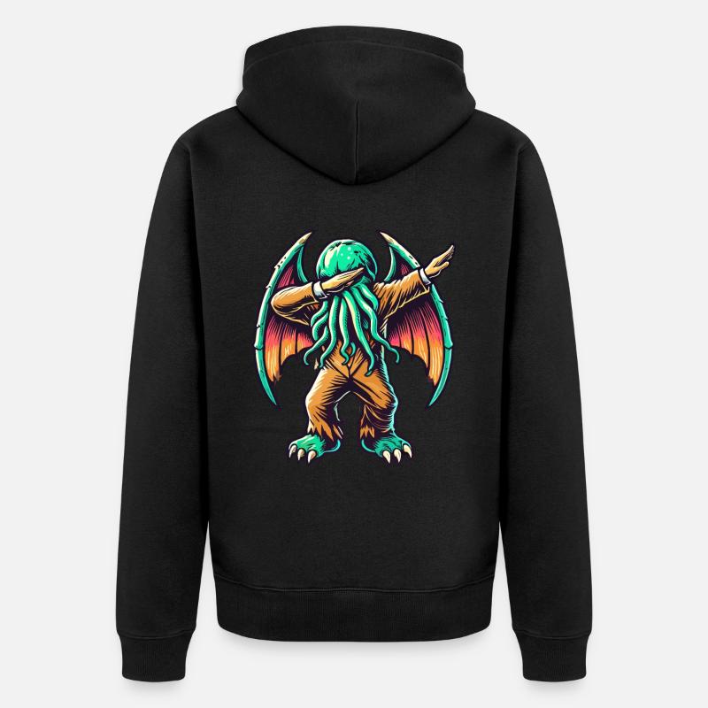 Lustiger Dabbender Cthulhu Dabbing Design - Unisex Premium Bio Zip Hoodie - Schwarz