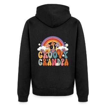 Groovy Grandpa Retro Matching Family Birthday - Unisex Premium Organic Zip Hoodie - black - Back - Nico (187cm)