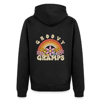 Groovy Grandpa Retro Matching Family Birthday - Unisex Premium Organic Zip Hoodie - black - Back - Nico (187cm)