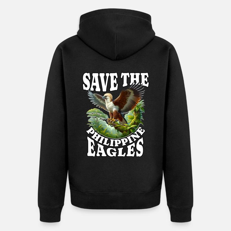 Monkey Eagle - Unisex Premium Organic Zip Hoodie - black