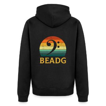 BEADG Bass Clef - Unisex Premium Bio Zip Hoodie - Schwarz - Hinten - Nico (187cm)