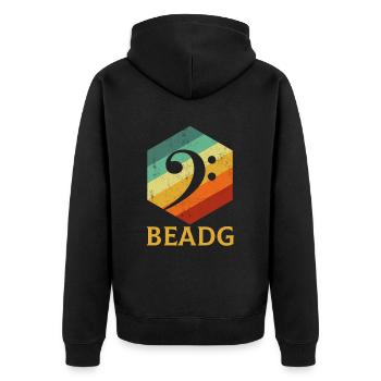 BEADG Bass Clef - Unisex Premium Bio Zip Hoodie - Schwarz - Hinten - Nico (187cm)