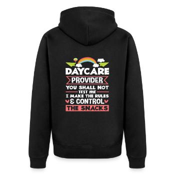 Kindergarten Provider Control Snacks Rules - Unisex Premium Organic Zip Hoodie - black - Back - Nico (187cm)