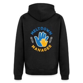 Tagesbetreuung Wut Manager Kita - Unisex Premium Bio Zip Hoodie - Schwarz - Hinten - Nico (187cm)
